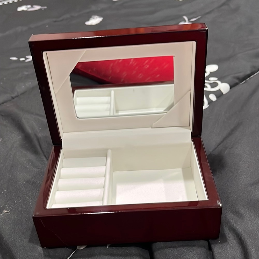 Elegant Red Jewelry Box with Mirror